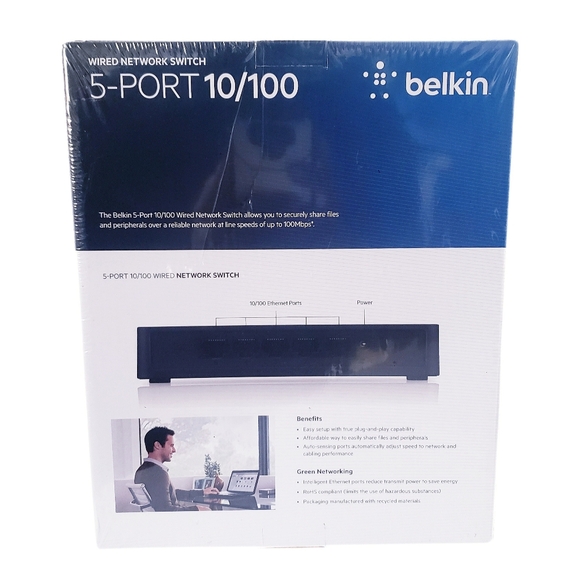 Belkin 5-Port 10/100 Mbps Wired Network Ethernet Switch F4G0500 New Sealed - Picture 5 of 12